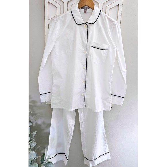 J. Crew White End on End Cotton Long Sleeve Women Pajama Set - Picture 4 of 9